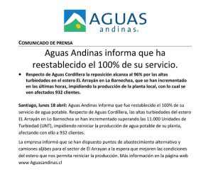 Comunicado Aguas Andina