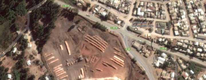 Vista de Santa Olga, donde se aprecia como los bosques rodean el poblado.