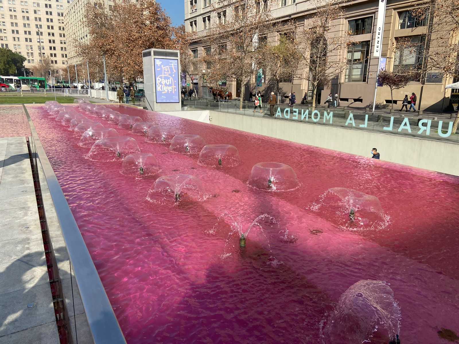 Tiñen pileta de La Moneda