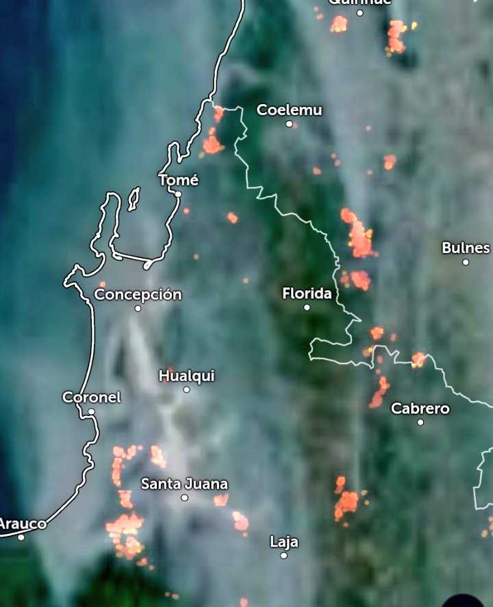 incendios imagen satelital