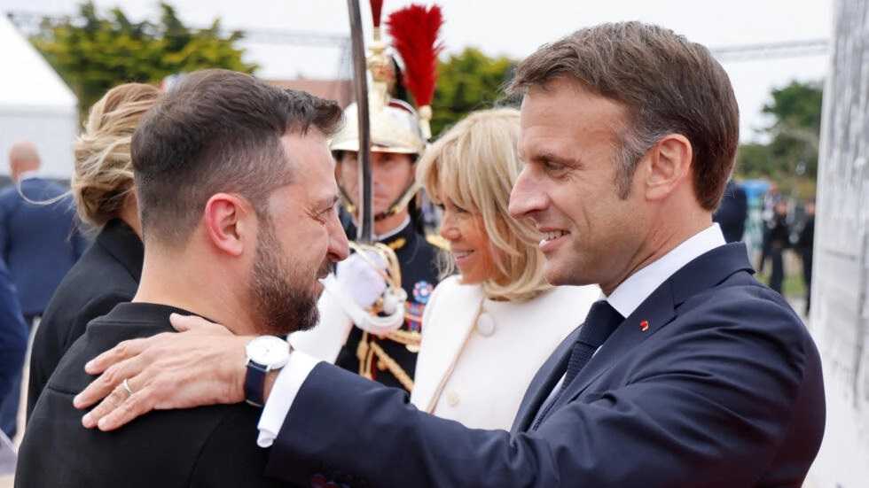 Presidentes de Ucrania y Francia Volodymyr Zelenskiy y Emmanuel Macron 06-06-2024