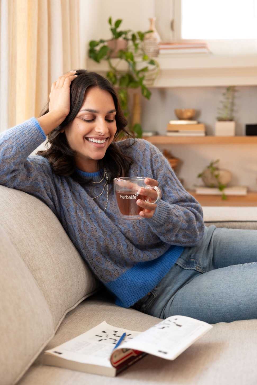 Woman relaxing and enjoying Herbalife tea-2