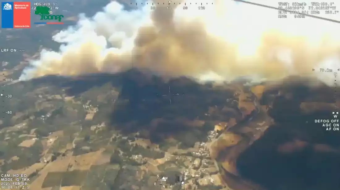 Incendio galvarino 9 febrero 2025