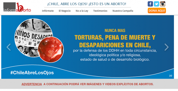 Presentación de uno de los banner principales del sitio web de la ONG.