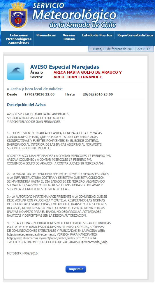 Meteo armada 15feb