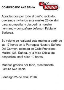 Comunicado Axe Bahía