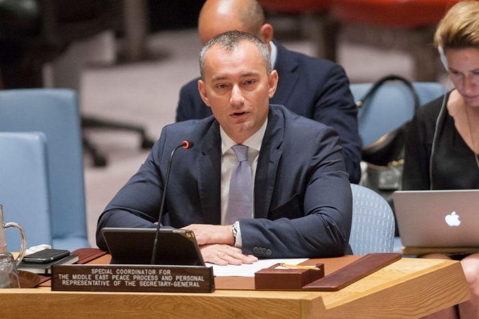 Nickolay Mladenov, coordinador especial para el Proceso de Paz en Medio Oriente, en el Consejo de Seguridad de la ONU.