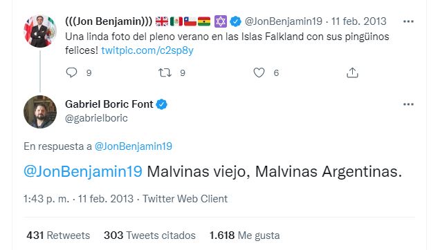En Argentina recuerdan con furor viejo tuit de Boric reafirmando la soberanía trasandina sobre las Falkland